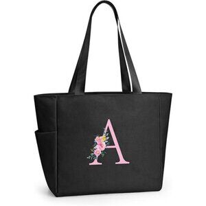 Personalized Beach Tote Bag Black-a